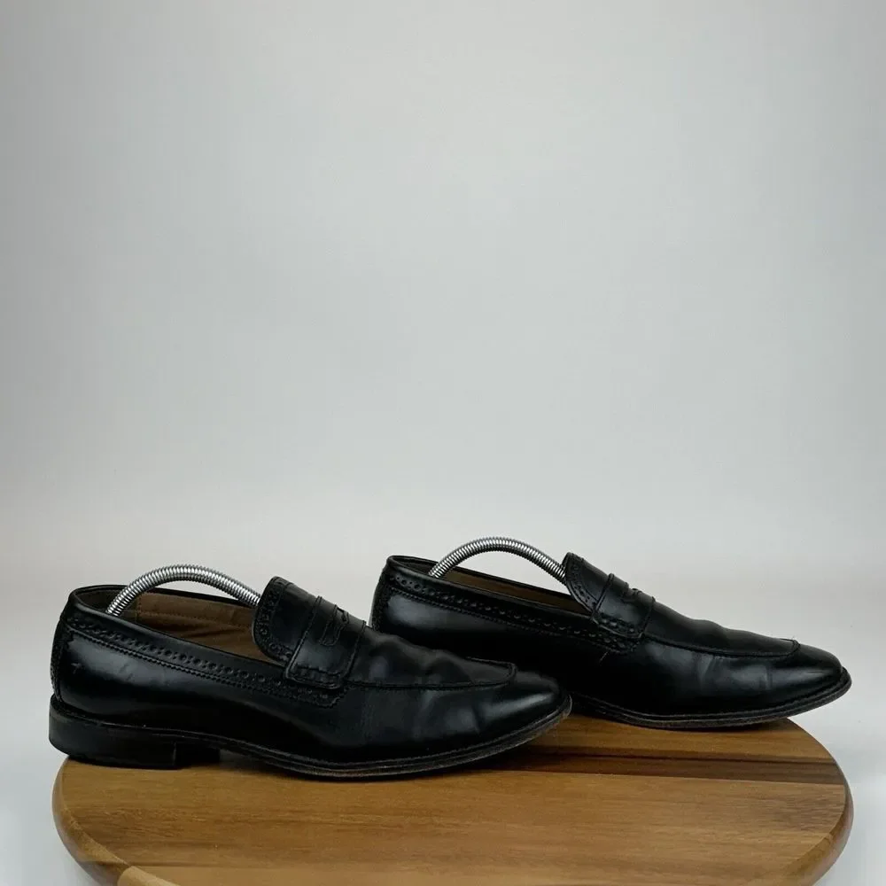 Mens Cole Haan Giraldo Grand II Black Leather Pinch Penny Loafers‎ Size 10 M GUC